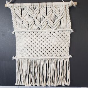Boho Neutral Beige Macramé 25" Wall Hanging Decor Natural Minimalist